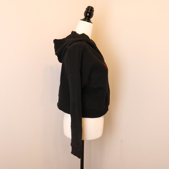 Embroidered "hell was boring" Cropped Hooodie - Picture 2 of 9